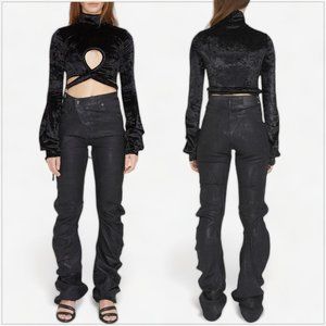 Ottolinger Drape Denim Pants Paint Black Jeans Draped Designer NEW NWOT XL